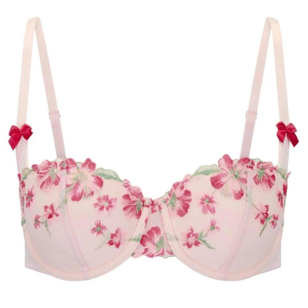 Adore Me Daphne push up Balconette Bra Pink Floral Embroidered 40B
